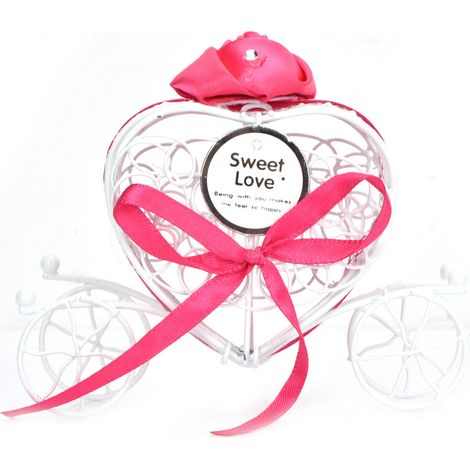 Niedliche herzförmige Bonboniere mit Ausschnitt für Hochzeit, Babyparty, Geschenk, Schokoladenbox (Rot Rosa) (1/5)