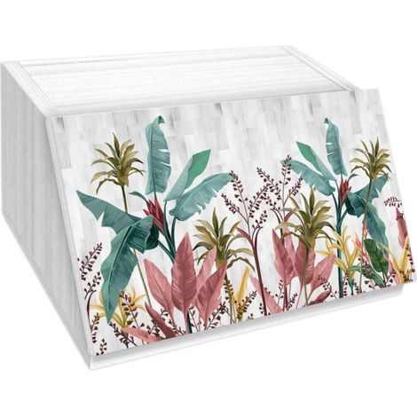 Lupia Portapane Legno Bianco BANANA LEAVES, Contenitore Pane 40x20x30 cm (1/4)