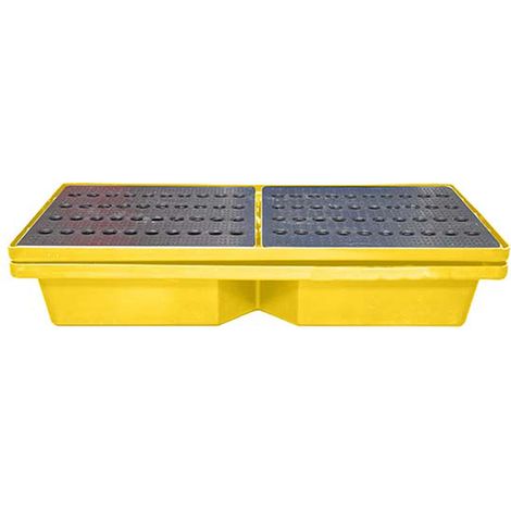 Bac de rétention 70L empilable – Caillebotis en PEHD – Pour stockage de liquides dangereux – Fabrication française – Plast'Up Rotomoulage