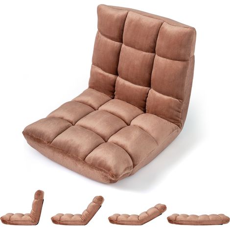 COSTWAY Sedia Cuscino Pavimento Terra Imbottita Spugna Schiuma Schienale Regolabile Pieghevole Reclinabile Supporto Velluto Soggiono Salotto Camera Letto Inte (1/5)