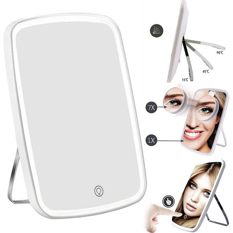 Schminkspiegel Kosmetikspiegel Make-up LED + 7 Fach Vergrößerungsspiegel Lupe Rasierspiegel Spiegel Badezimmer Tischspiegel
