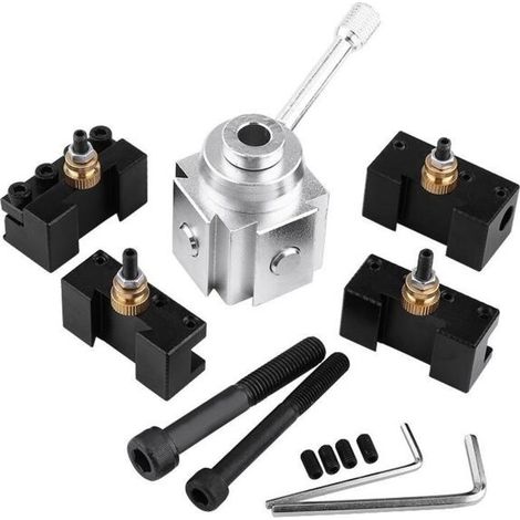 Porte-Outils en Alliage d'aluminium - Support à Changement Rapide pour de Nombreux Types de Mini Tours pour Tourner, Plancher, Couper, moleter, percer et frotter cylindrique, (1/5)