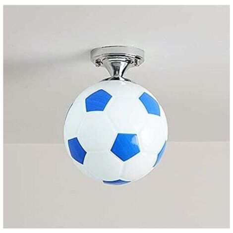 Lustre football 20 cm – Éclairage intérieur créatif pour chambre d'enfants – Verre bleu – Compatible ampoules E27