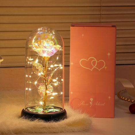 Creativa lampada notturna a forma di fiore in lamina d'oro e acrilico fosforescente: perfetta per camere da letto e studi, e ideale anche come souvenir o regalo per le vacanze. (1/4)