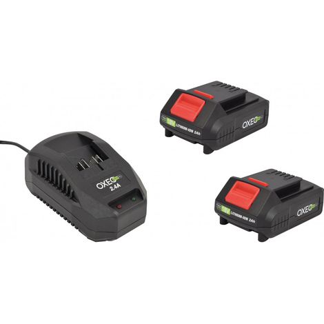 Deux batteries et chargeur rapide batterie 18V Easy Full - 2.4A - compatible outils de Jardinage et Bricolage sans fil Easy Full (1/3)