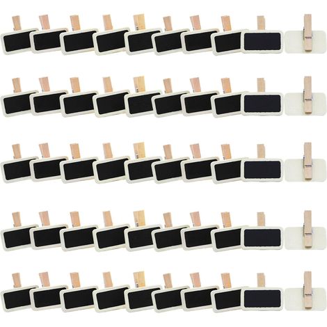 50 Pièces Mini Tableau Noir, Mini Ardoise Rectangle Tableau Noir avec Pince, pour Mémo Fête, Étiquette, Bar, l'étiquetage, Le Mariage (1/5)