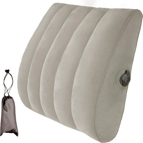 Oreiller de soutien lombaire gonflable, oreiller de dos portable, coussin lombaire réglable, oreiller de dossier pour le bas du dos (1/5)