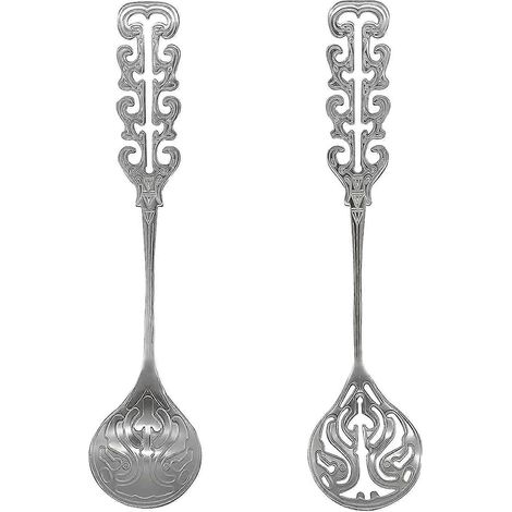 Lot de 2 cuillères à café vintage en acier inoxydable 18/10304, cuillères à sucre ajourées, cuillères à thé rétro à manche creux pour desserts et crèmes glacées St JYM (1/5)