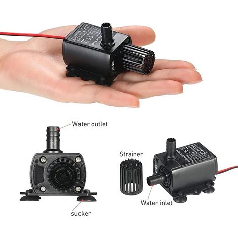 Mini-Ultraleise Tauchpumpe für Aquarium, Gartenteich, USB-Anschluss, Springbrunnen, 5 V DC, 250 l/h, QR50A (1/4)