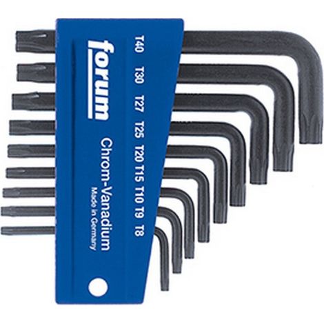 Gioco Angolato Chiave Torx®, 9 Parti Di Supporto In Plastica, Contenuto: T 8 T 9 T 10 T 15 T 20 T 25 T 27 T 30 T 40 (1/2)
