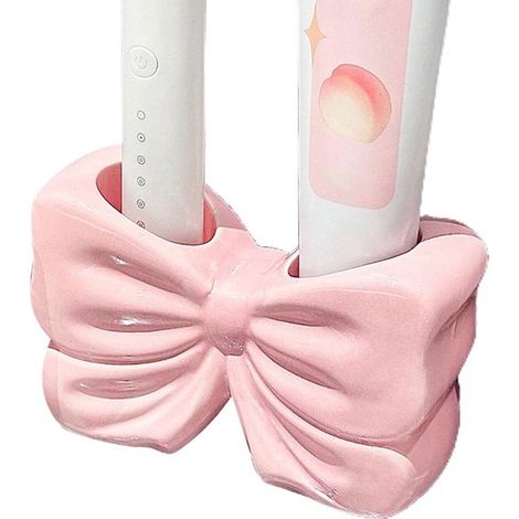 Zahnbürstenhalter mit Schleife – Zahnbürstenhalter – Für Bad oder Tisch – Unisex – Keramik – Rosa (1/5)