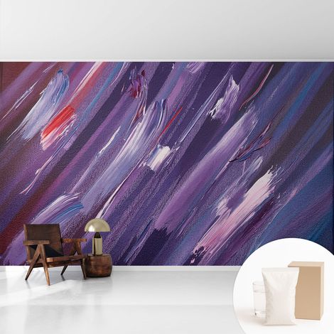 Tapete Vliestapete mit Kleber - trendige Wanddeko - elegant Fototapete für Wohnzimmer - Schlafzimmer Farbenfrohe Pinselstriche 416x254 cm (1/5)