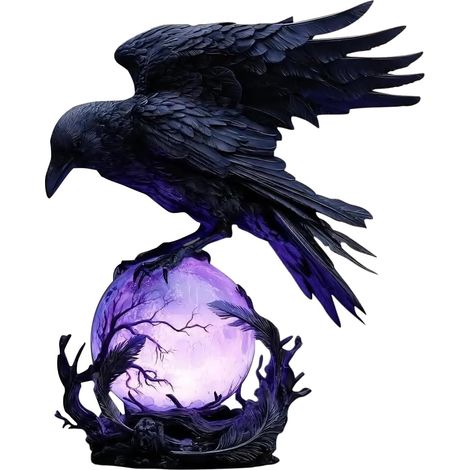 Lampe Corbeau Mystérieux Artistique Violet LED Décor De Bureau (1/5)