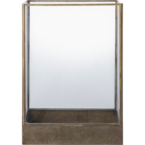 Lanterna Manali in vetro e metallo ottone anticato 25x36 cm