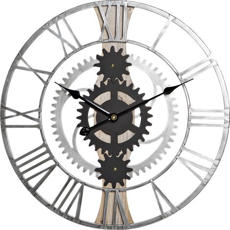 Wanduhr DKD Home Decor Silberfarben Schwarz MDF Eisen Zahnräder Loft (60 x 4 x 60 cm) (1/3)