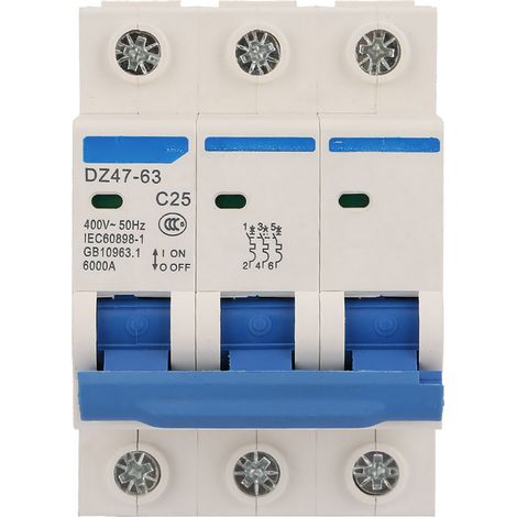 Disjoncteur différentiel miniature DZ47-63 C25 3P 25A 400V (1/5)