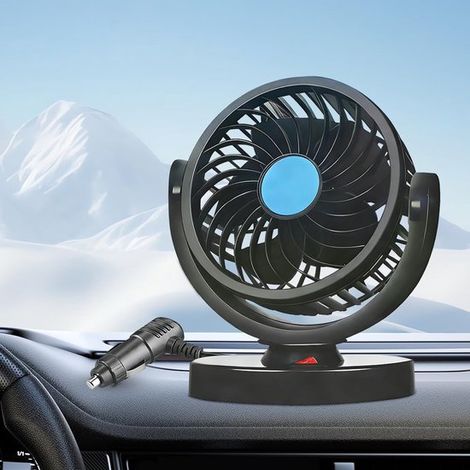 Ventilador para coche, giratorio 360°, 12 V, ventilador para coche, ventilador de 12 V, para camión, furgoneta, SUV, autocaravana (1/5)
