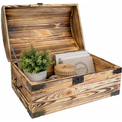 Holztruhe Piet geflammt 41×26×23 cm – rustikaler Stauraum mit Charakter (1/5)