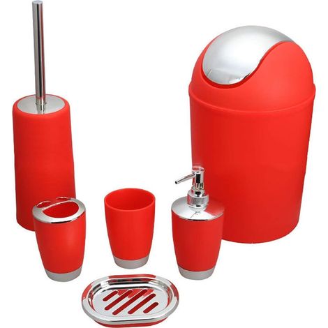 Lot de 6 gobelets de salle de bain pour brosse à dents, distributeur de savon (1/5)