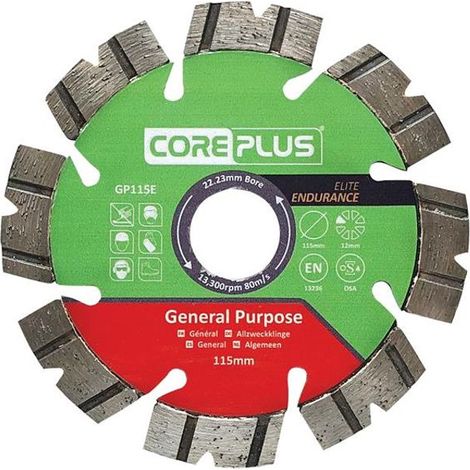 CorePlus GP115E Elite General-Purpose Diamond Blade, 115mm Diameter for Versatile Cutting Applications