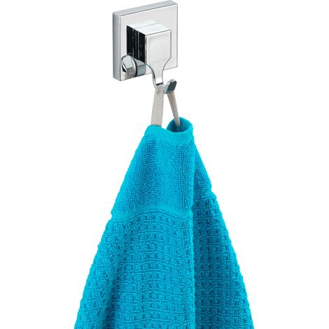 WENKO Vacuum-Loc® Haken-Set eckig, 2er Set, Befestigen ohne bohren, Silber glänzend, Kunststoff (ABS) chrom (1/5)