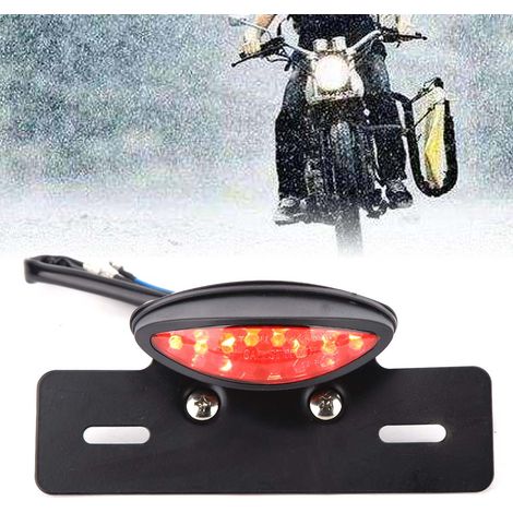 Feu arrière universel rétro à LED pour moto, feu stop, clignotant de plaque d'immatriculation (noir) (1/5)