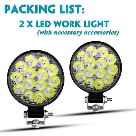 Barre lumineuse LED pour voiture tout-terrain 4x4, projecteurs antibrouillard ronds, diode 12V/24V, phares pour camion, tracteur agricole, bateau, SUV, quad, éclairage de travail LED 4 pouces - 42W - (1/5)