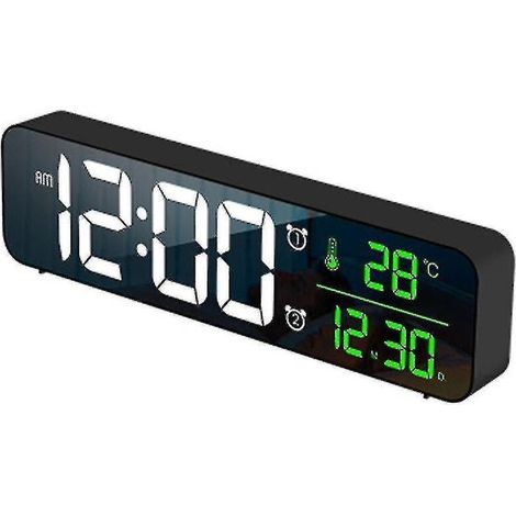 Digitaler Wecker, LED-Wecker, digitale Spiegelwanduhr, Tischuhr mit großen Ziffern und Datumsanzeige (1/5)