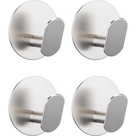 Bardusch-4 crochets adhésifs ronds argent, acier inoxydable, sans perçage, porte serviette/torchon pour salle de bain/cuisine (1/3)