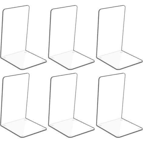 Set mit 6 transparenten Acryl-Buchstützen mit Anti-Rutsch-Aufklebern, Buchstützen für Schlafzimmer, Bibliothek, Büro, Schule und Schreibtisch-Organizer.
