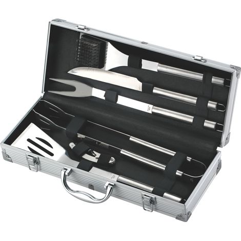 Ompagrill SET UTENSILI PER BARBECUE INOX VALIGETTA IN ALLUMINIO 6 PEZZI (1/2)