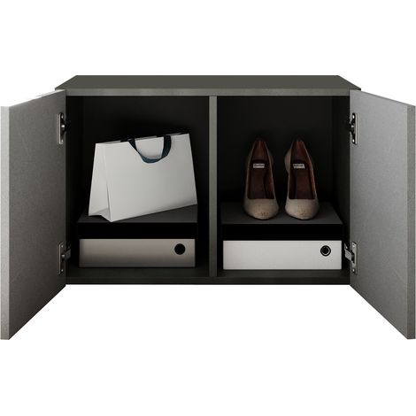Mueble de Entrada Scorrano, 2 Pares, con Zapatero, 2 Puertas, 63x35x41h cm Gris