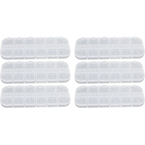 Boîte De Rangement Pour Ongles - PP Transparent - 12 Compartiments Par Boîte - Pour Décorations D'ongles Bijoux Perles Paillettes - 10 Pièces (1/5)