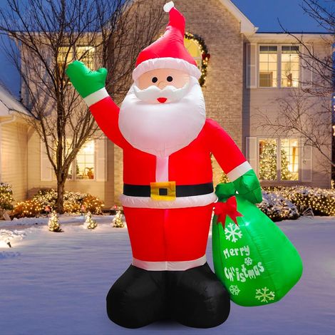 Père Noël gonflable LED - 245 cm - Décoration Noël - IP44 - Étanche - Cadeaux - Éclairage intérieur/extérieur - Jardin, pelouse, cour (1/4)