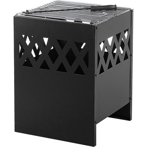 Braséro de Jardin en Acier en Forme de Cube 40 x 40 x 53 cm avec Tisonnier et au Design Moderne et Chic Beliani