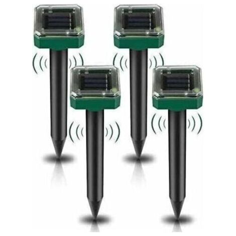Lot de 4 Répulsifs Solaires à Ultrasons, Répulsif Anti-Taupes Solaire Souris Repeller Exterieur pour Jardins Taupes Campagnols Gophers Serpents ou Autres Autres Rongeurs (1/5)