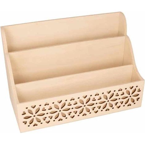 Range-courrier fleurs en bois - 28 x 13,7 x 18 cm (1/2)