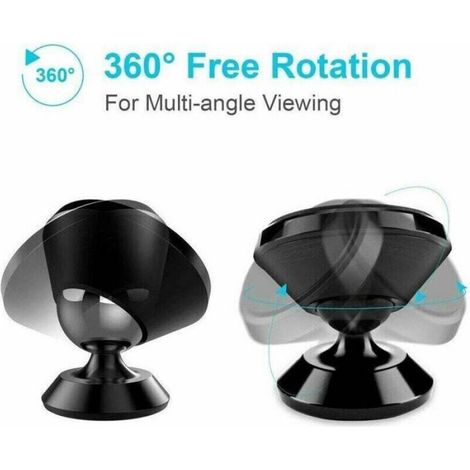Support Téléphone Voiture Magnétique - Rotation 360° - Fixation Tableau De Bord Surface Plane - 1 Pièce (1/4)