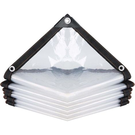Bâche imperméable Transparente avec œillets pour Meubles de Jardin,Utilisable en extérieur,Imperméable à la Pluie-Isolation des Plantes,Résistant à la poussière,2mx2m (1/4)
