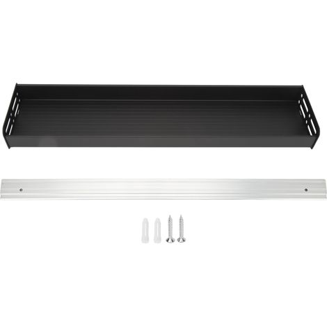 Abnehmbares, 60 cm hohes, schwarzes Gewürzregal aus Aluminium zur Wandmontage für Küche und Bad (1/5)