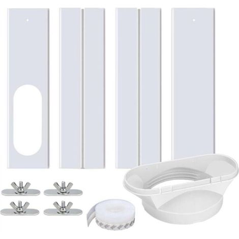 Portable air conditioner door seal with universal 13/15 cm adapter, safety lock and seal for portable air conditioner/dehumidifier on door/window (1/5)
