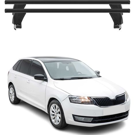 OMAC Dachträger Querträger Alu für Skoda Rapid Spaceback 2013-2019 – Abschließbar – T-Nut – City-Crash-getestet – Max. 50 kg Schwarz (1/5)