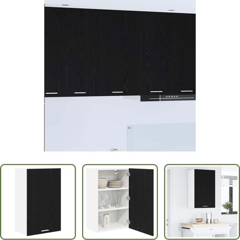 vidaXL Meuble suspendu - Armoire suspendue Chêne noir et Blanc 50 x 31 x 80 cm (1/5)