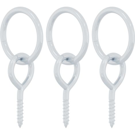 vidaXL Anelli di Aggancio con Viti a Occhiello 3pz Argento in Acciaio (1/5)