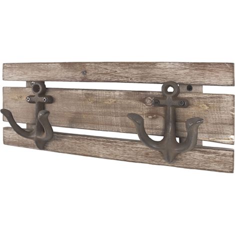 Patère murale coloris vintage -Dim : L 36 x P 7 x H 14 cm - PEGANE -