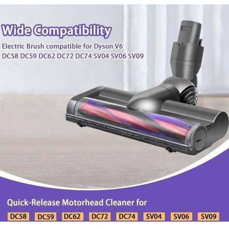 Tête de brosse pour Dyson V6 DC58 DC59 DC62 DC72 D74 SV04 SV06 SV09 Brosse électrique pour Dyson V6 DC58 DC59 DC62 DC72 D74 Accessoire de tête d'aspirateur pour Dyson V6 (1/5)