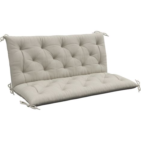 Outsunny Garden Bench Cushion, Seat Pad with Ties, Light Grey