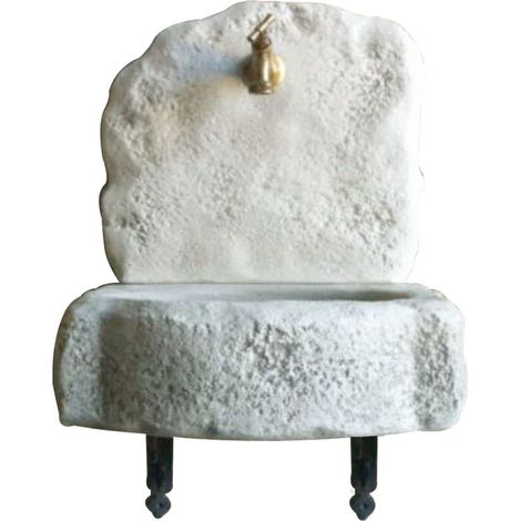 Fontana lavello da muro in cemento realizzato a mano con staffe Decogarden Romano