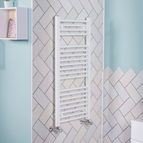 970x450 Straight Central Heating Towel Rail Bathroom Heated Rad Radiator White (1/5)