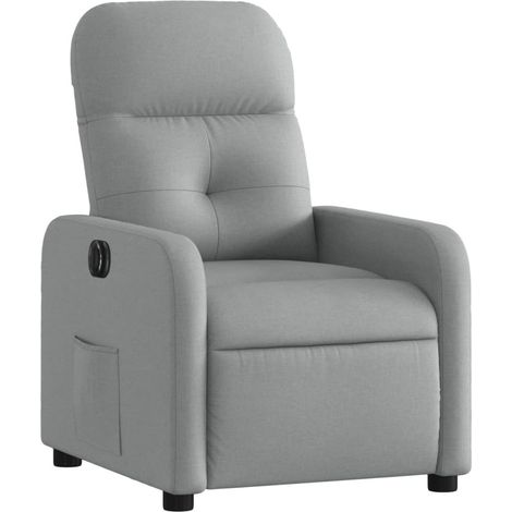 Fauteuil relax TV fonction d'inclinaison électrique très confortable en tissu gris clair DEC028328 (1/5)